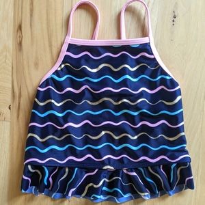 Cat & Jack 🏊 Navy Blue & Pink Swim Tankini - Girls Size 6 6x